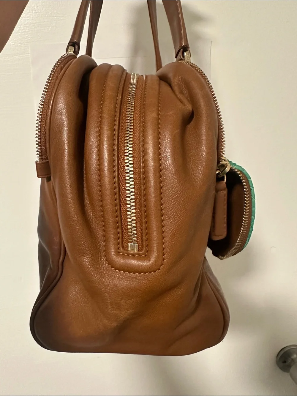 JIMMY CHOO AUTHENTIC Brown & Teal Green Python snake and Leather Bowler Bag